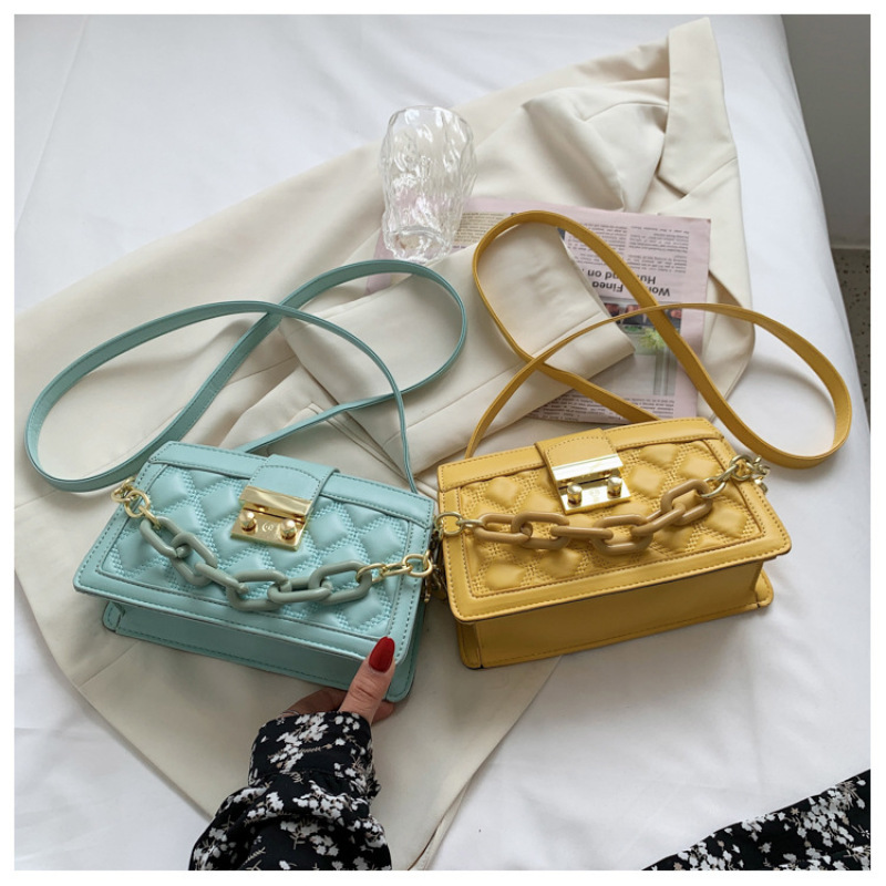 Elegant Ladies Chain Lattice Handbag 2021 Ins New Trendy Influence Fashion One-Shoulder Crossbody Bag Purses And Handbags