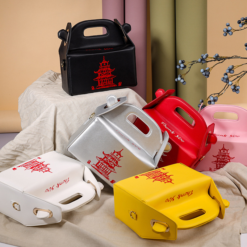 Chinese Takeout Box Designer Handbags Pu Leather Girls Crossbody Handbags Purses 2021 luxury Handbags For Women