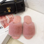 2021 New Fashion Cotton Slippers Women Open Toe Home Warmth In Winter Word Wool Slippers Winter Floor Plush Women's Slippers