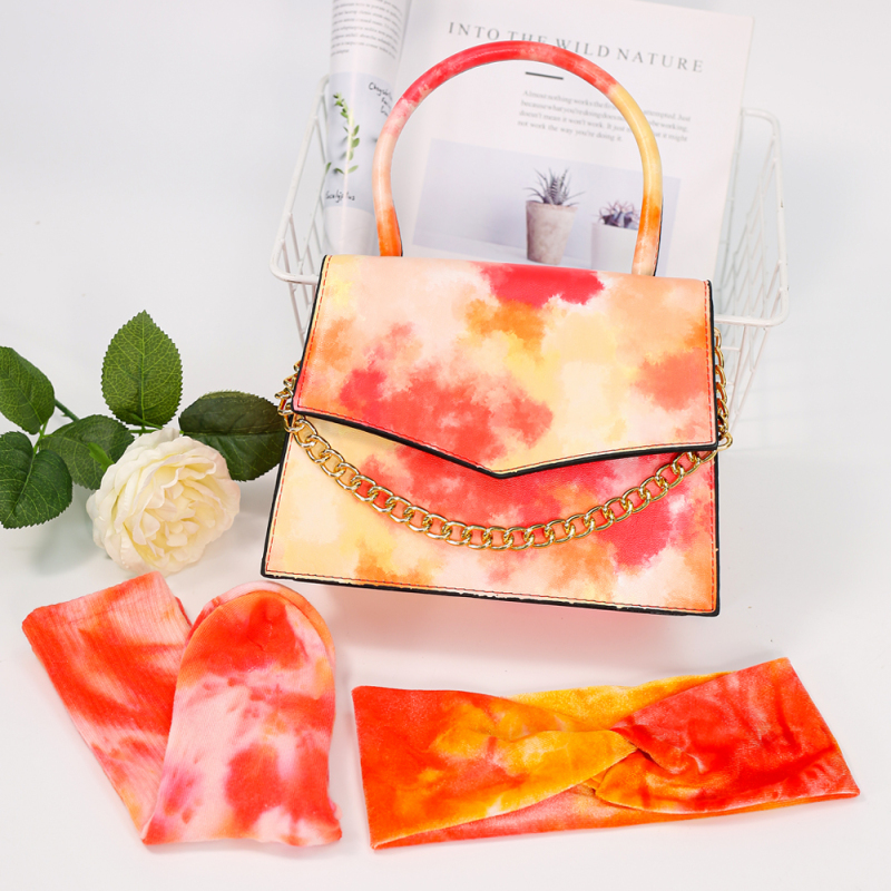  Women Hand Bags Headband And Socks 3 Piece Set Pu Leather Bags