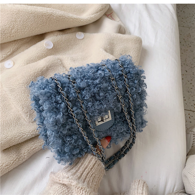 Chain plush handbags women handbags ladies bags designer handbags for women purses