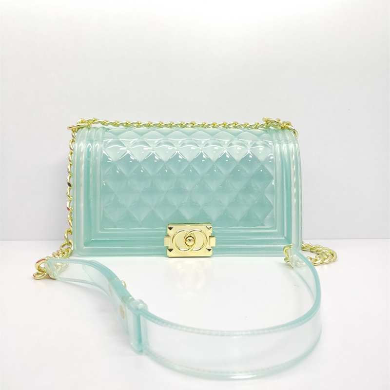 Fashion Transparent Mini Rainbow Chain Bags Color Pu Small Square Hand Bags Jelly Purse Handbags For Women