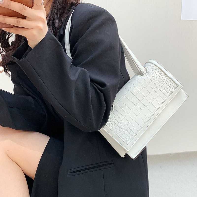 Crocodile Pattern Portable Small Square Bag Ladies One-Shoulder Armpit Bag