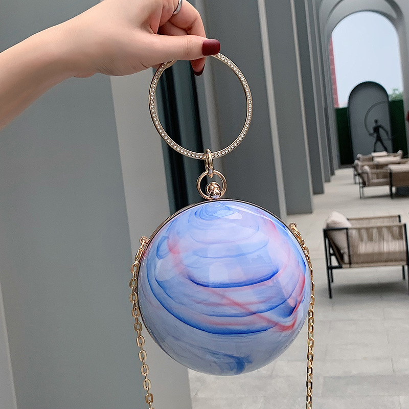 New Ladies Spherical Messenger Bag Summer Small Fresh And Cute Wrist Bag Fashion Acrylic Ladies Clutch Bag