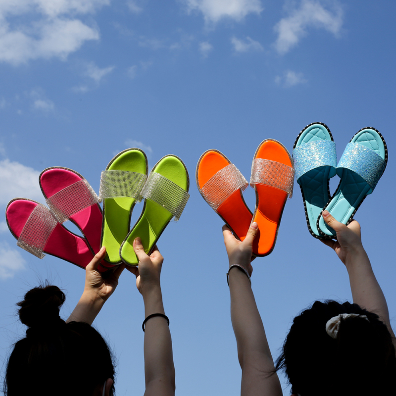 Популярність Мода Колокейшн ПВХ Прозорі сумки Плече Жіночі сумки Гаманець та взуття Блискітки Тапочки Набір Жіночий