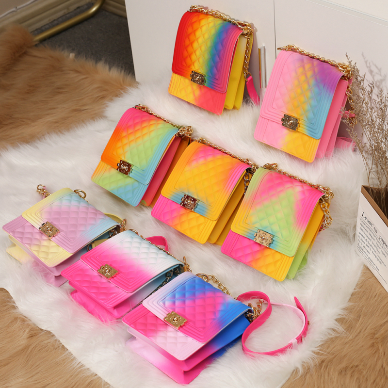 Designer handbags famous brands colorful candy shoulder bag pvc jelly purse handbags for women