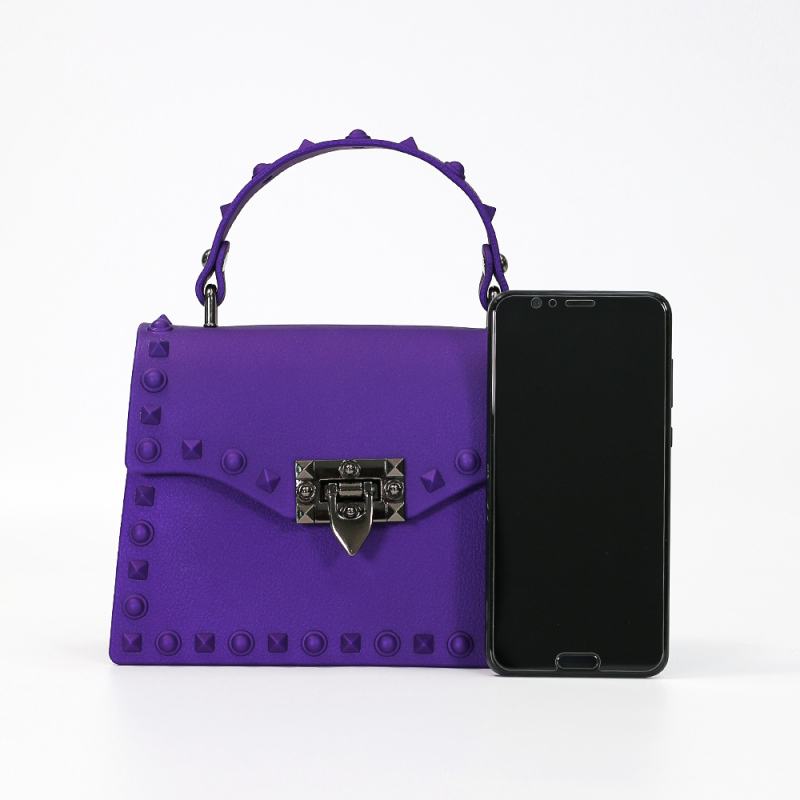 Hot Sales Pvc Leather Combination Fashion Matte Jelly Bag Rivet With Winter Souch Sock 2 Pieces Set Women Hand Bags And Purses