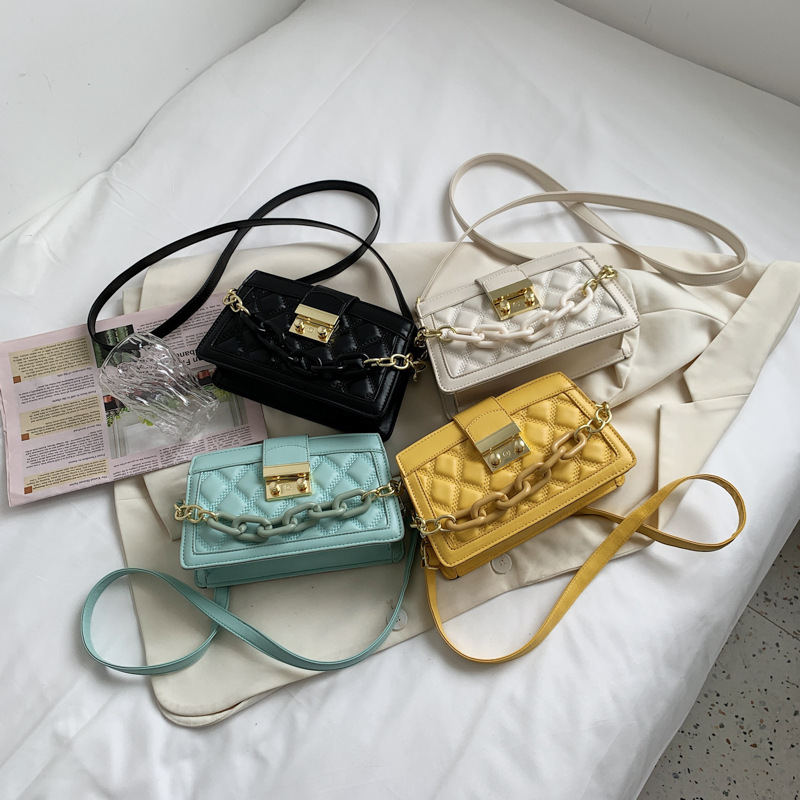 Elegant Ladies Chain Lattice Handbag 2021 Ins New Trendy Influence Fashion One-Shoulder Crossbody Bag Purses And Handbags