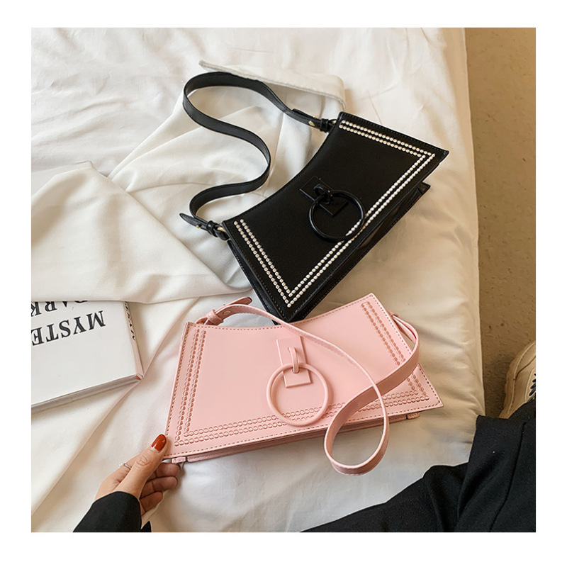 Ring Small Square Bag Simple One-Shoulder Messenger Bag Women Handbag