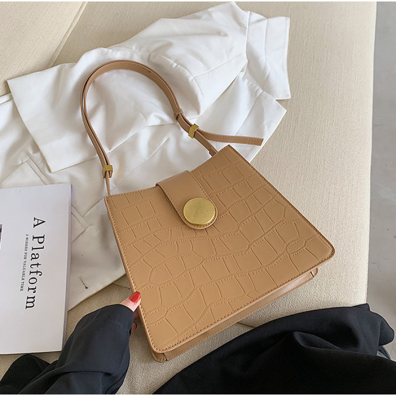 Leather Messenger Ladies Stone Pattern Underarm Bag Handbag