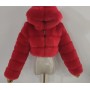 Euro-American Fur Coat Short Hooded Faux Fur Coat Imitation Fox Hair Long-Sleeved Stitching Female Coat