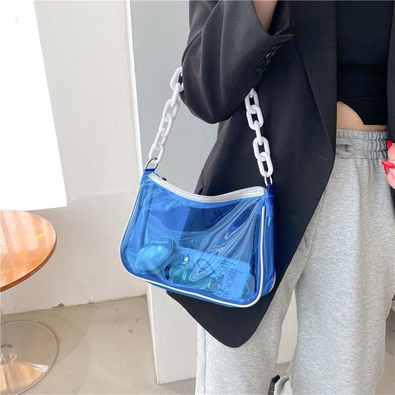 2021 Korean Version Of The Trendy Acrylic Chain Crossbody Transparent Jelly Purse Pvc Shoulder Bag Purses And Handbags
