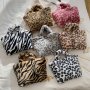 New Winter Girl Plush Leopard Print Handbag 2021 Winter Female Handbag Plush Chain Crossbody Bag Ladies Purses And Hangbags