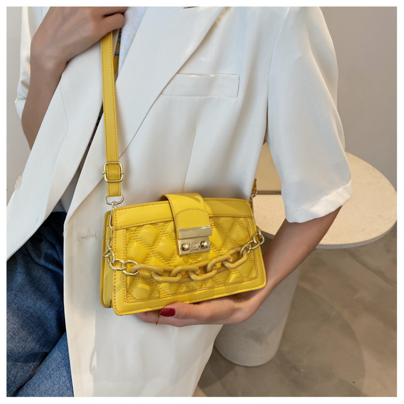 Elegant Ladies Chain Lattice Handbag 2021 Ins New Trendy Influence Fashion One-Shoulder Crossbody Bag Purses And Handbags