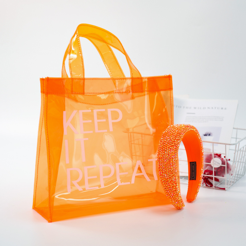 Bright Brick Headband Headgear And PVC Handbag Lady Tote Bag