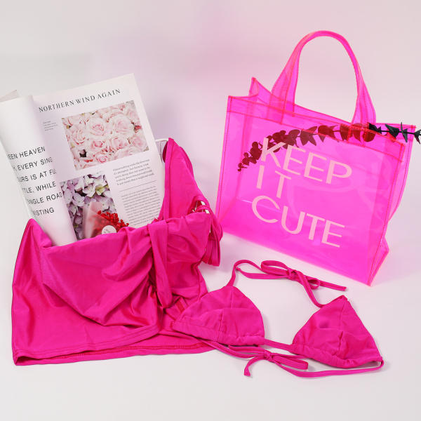 Costume deux pièces pour femmes Summer Beach Swimwear et sac de gelée transparent