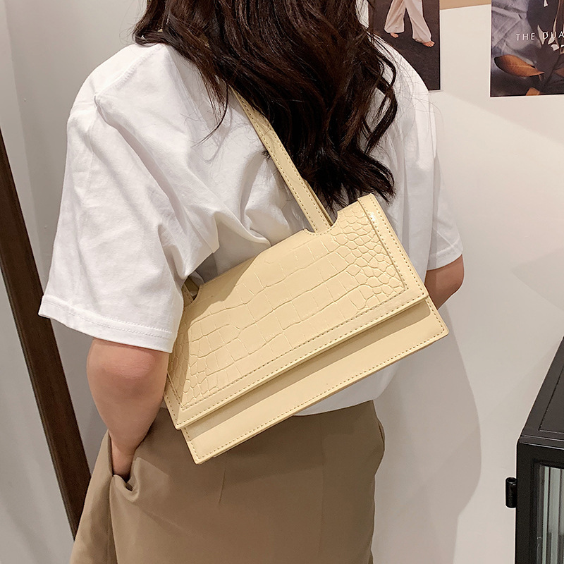 Crocodile Pattern Portable Small Square Bag Ladies One-Shoulder Armpit Bag