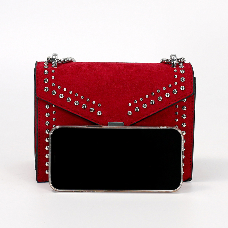 One-Shoulder Chain Rivet Solid Color Diagonal Square Bag Ladies Handbag