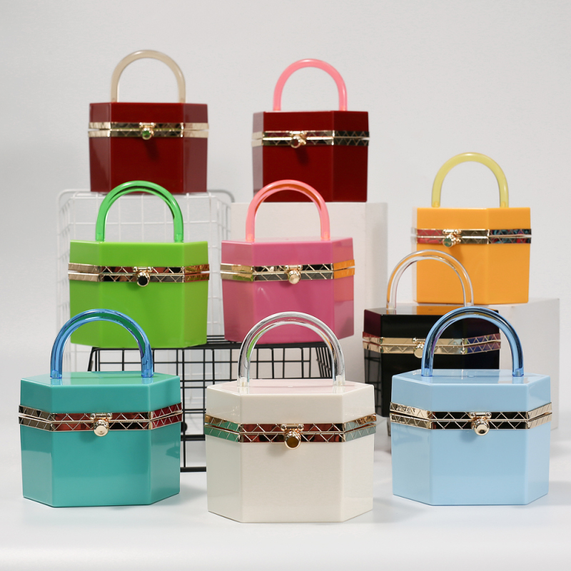 Wholesale fashion acrylic box bag candy color jelly bags and handbags for women purses 2021