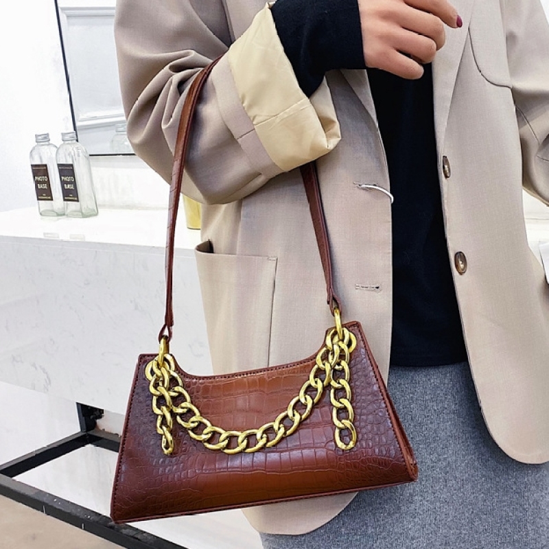 Lingge Thick Chain Handbag Retro Female Bag Shoulder Casual Underarm Bag