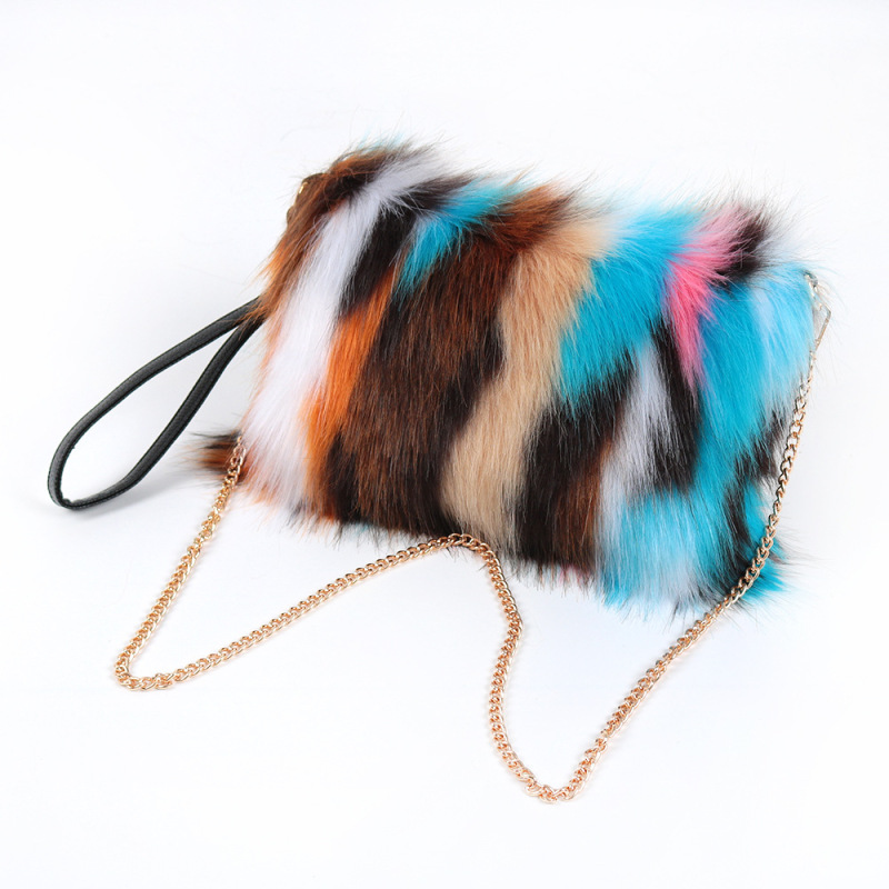 One-Shoulder Underarm Bag Chain Ladies Plush Handbag