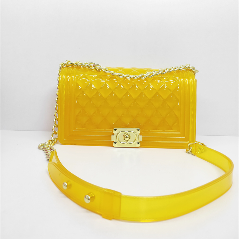 Fashion Transparent Mini Rainbow Chain Bags Color Pu Small Square Hand Bags Jelly Purse Handbags For Women