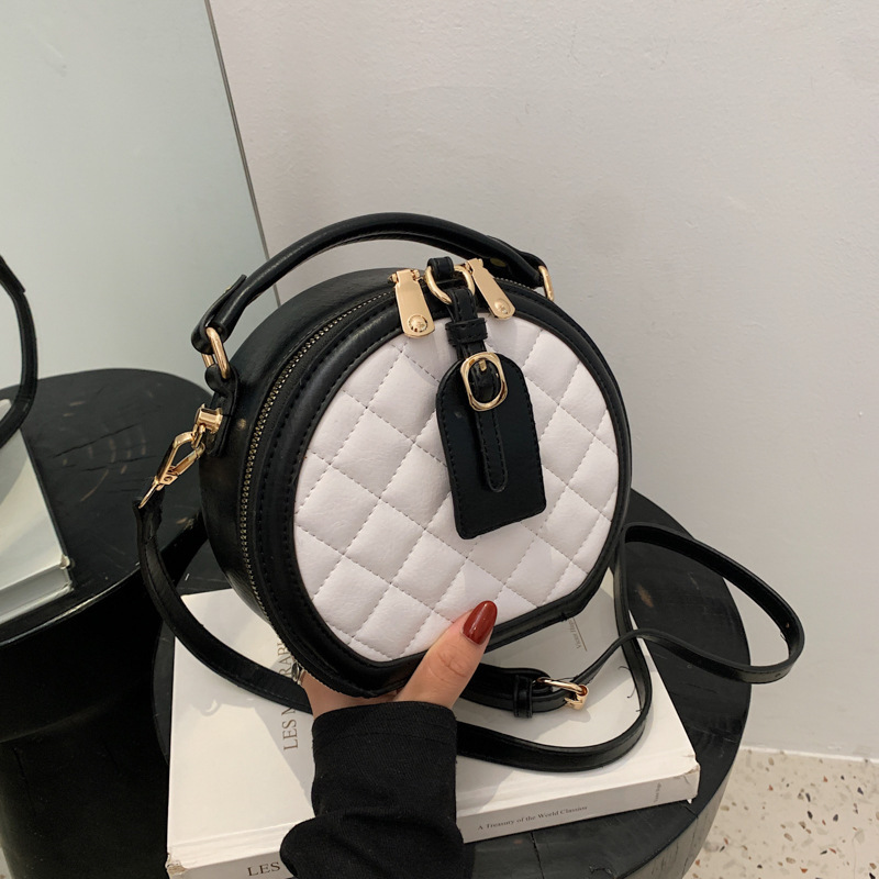 2021 New Wave Fashion Texture Portable Small Round Women Hand Bags Popular Crossbody Bag Round Cake Bag Purses And Handbags