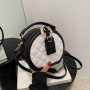 2021 New Wave Fashion Texture Portable Small Round Women Hand Bags Popular Crossbody Bag Round Cake Bag Purses And Handbags