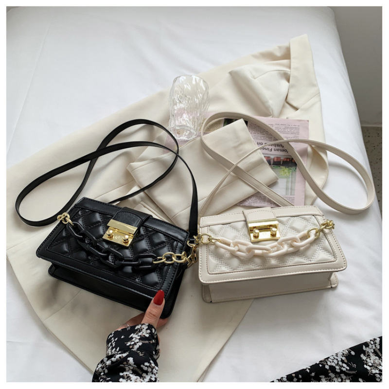 Elegant Ladies Chain Lattice Handbag 2021 Ins New Trendy Influence Fashion One-Shoulder Crossbody Bag Purses And Handbags