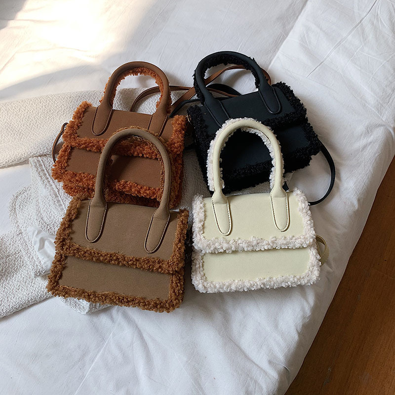 New Winter Pu Leather Matte Plush Handbag Ins Fashion Suede Bags Women Handbags Ladies Purse Fur Bags Women Handbags Ladies
