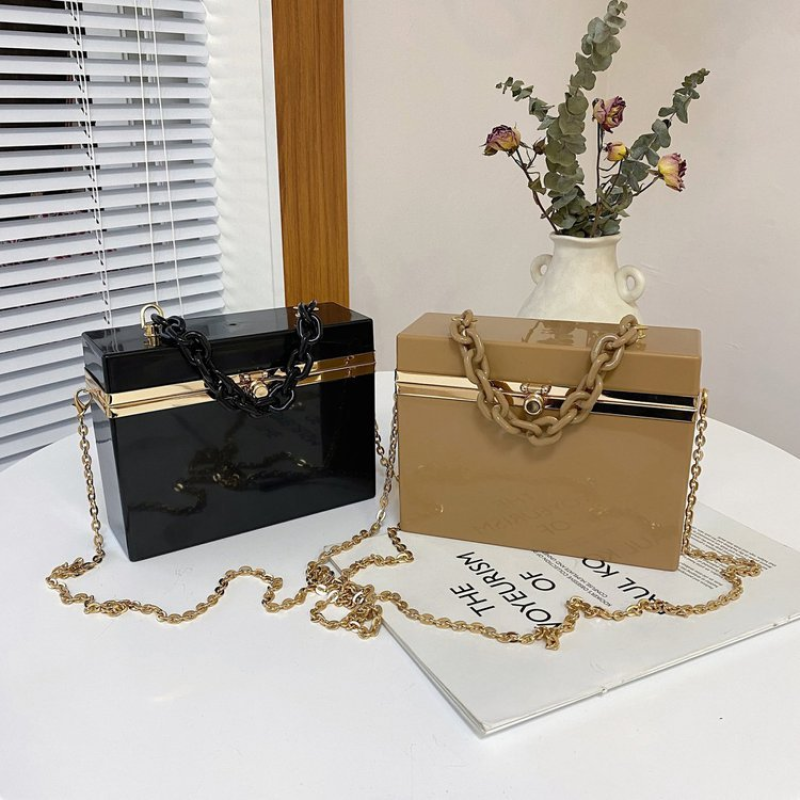 2021 new square box lock acrylic bag wholesale crossbody bags women handbags purse lady handbags