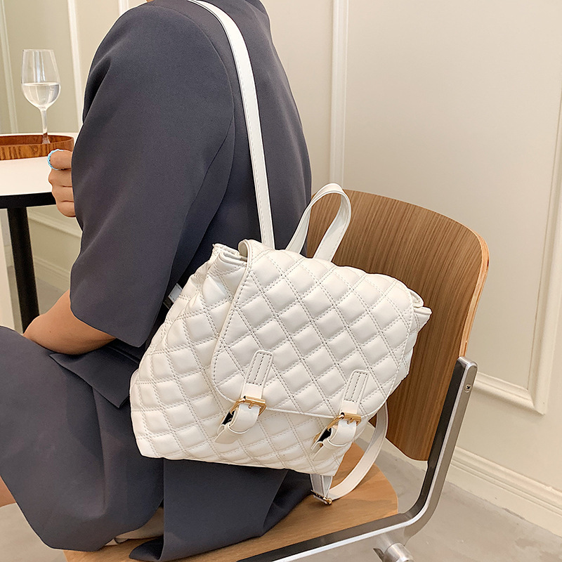 2021 Large-Capacity Bag Women Embroidery Diamond Check Bag Designer Handbags Korean Backpack Women'S Bag Designer Handbags