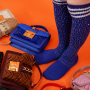 New Velvet Lingge Chain Messenger Bags & Womens Socks Two Pieces Set Ins Fashion Spot Knee High Socks & Women Hand Bags