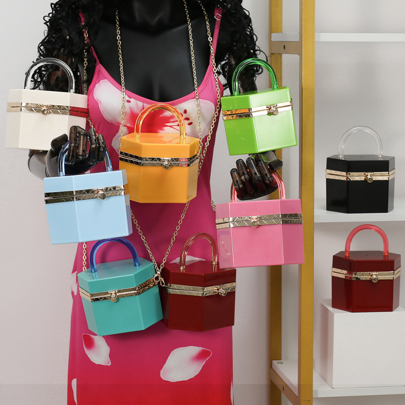 Wholesale fashion acrylic box bag candy color jelly bags and handbags for women purses 2021
