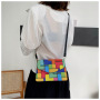 Ins Rainbow Color Street Trend Messenger Bags Shoulder Bag Creative Fun Fashion Magic Stitching Color Chain Crossbody Bag
