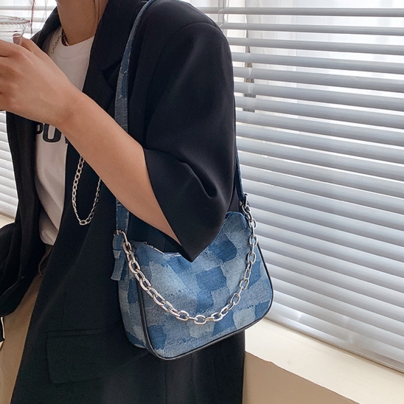 Korean Trendy Simple Ladies Grid Pattern Purses And Handbags Elegant Woman Chain Crossbody Bag Leather & Women Shoulder Bag