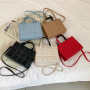 Retro Rhomboid Embroidery Thread Vertical Square Bag Single Shoulder Messenger Bag