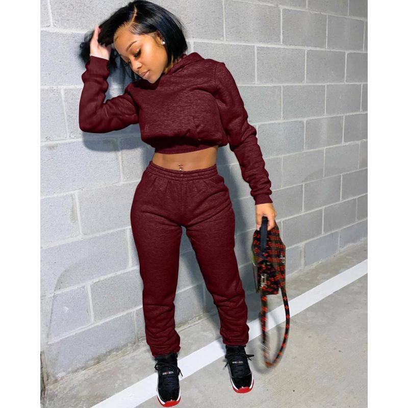 Ins Fashion Casual Cross-Border Solid Color Sweater Suit Winter Suit European And American Women'S Clothing