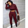 Ins Fashion Casual Cross-Border Solid Color Sweater Suit Winter Suit European And American Women'S Clothing