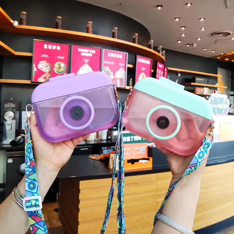 New Creative Camera Straw Plastic Cup Is Fun Camera Bag Kids Purse Mini Handbags Cute Girl Crossbody Purse Water Bottle