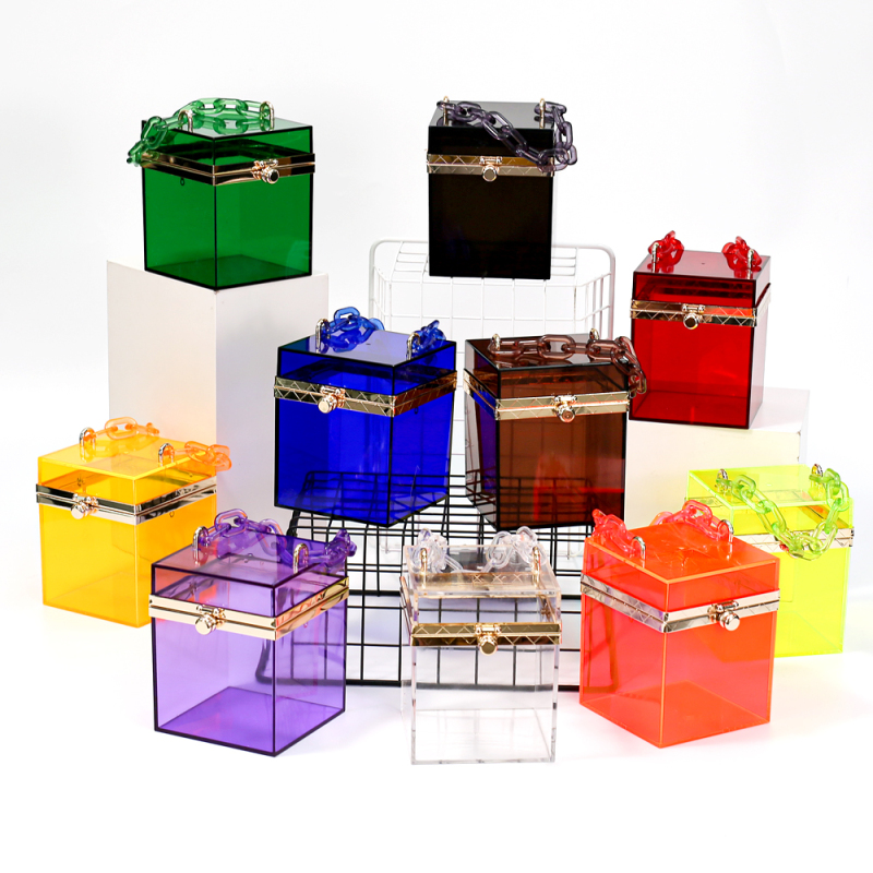 Wholesale Fashion Acrylic Transparent Box Bags PVC Bags Women Hand bags Clear Purses and Handbags