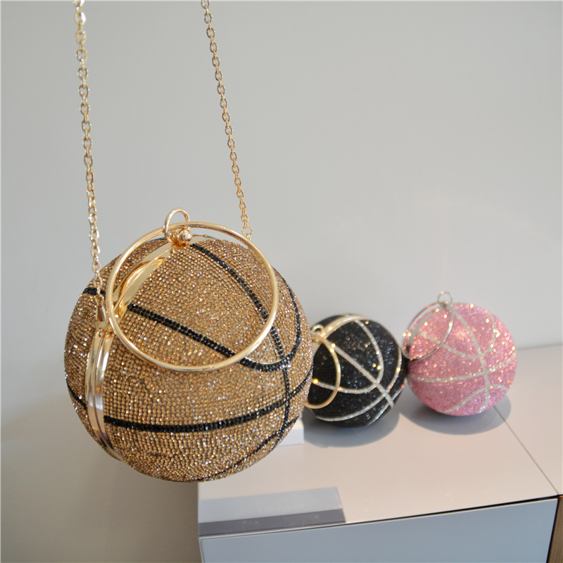 Hot Sales Diamond Basketball Chain Evening Bags For Women Lastest Purses And Handbags