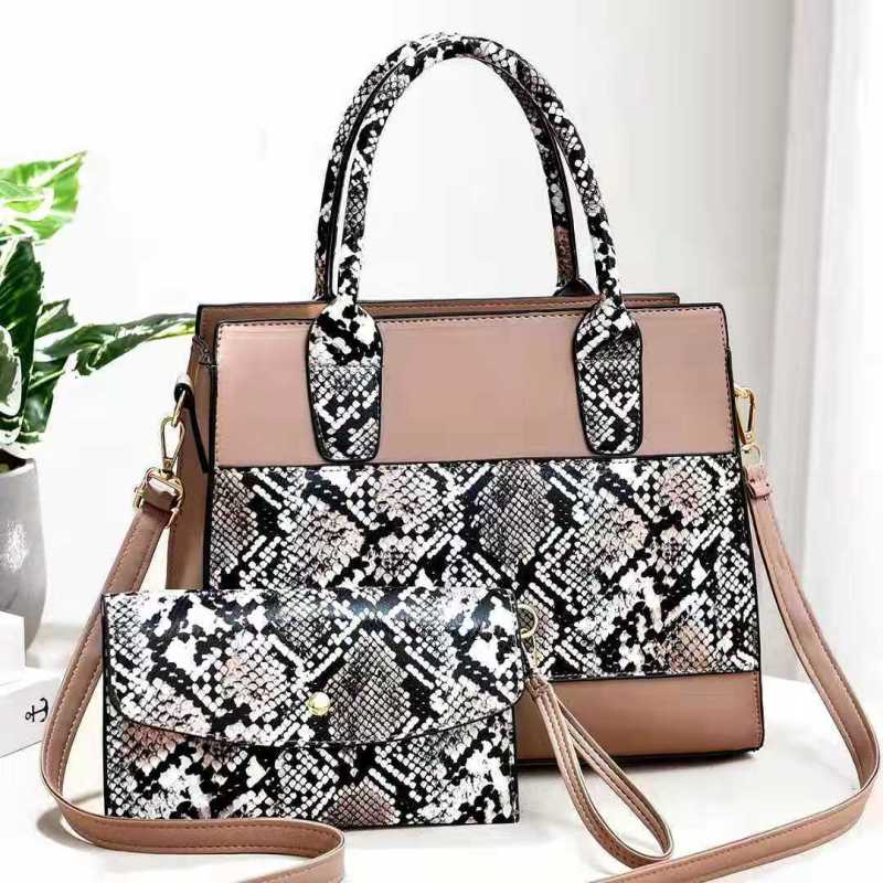 PU Leather Snake Pattern Two-Piece Suit Single Shoulder Handbag Mother-And-Child Bag