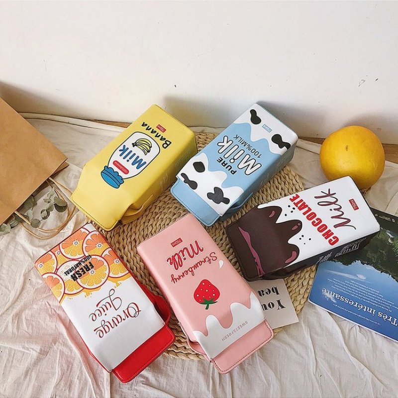 Pu Cute Strawberry Banana Milk Ladies Shoulder Bag