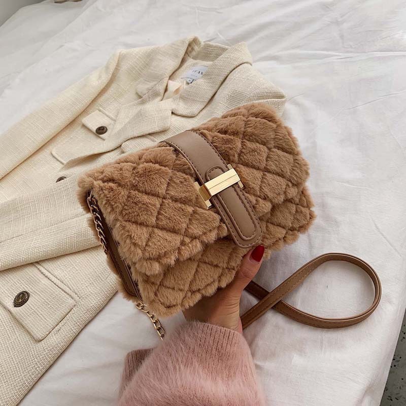 New Arrivals One-Shoulder Plush Bag Women Hand Bags Designer Handbags Famous Brands Fur Purses And Handbags For Women 2021