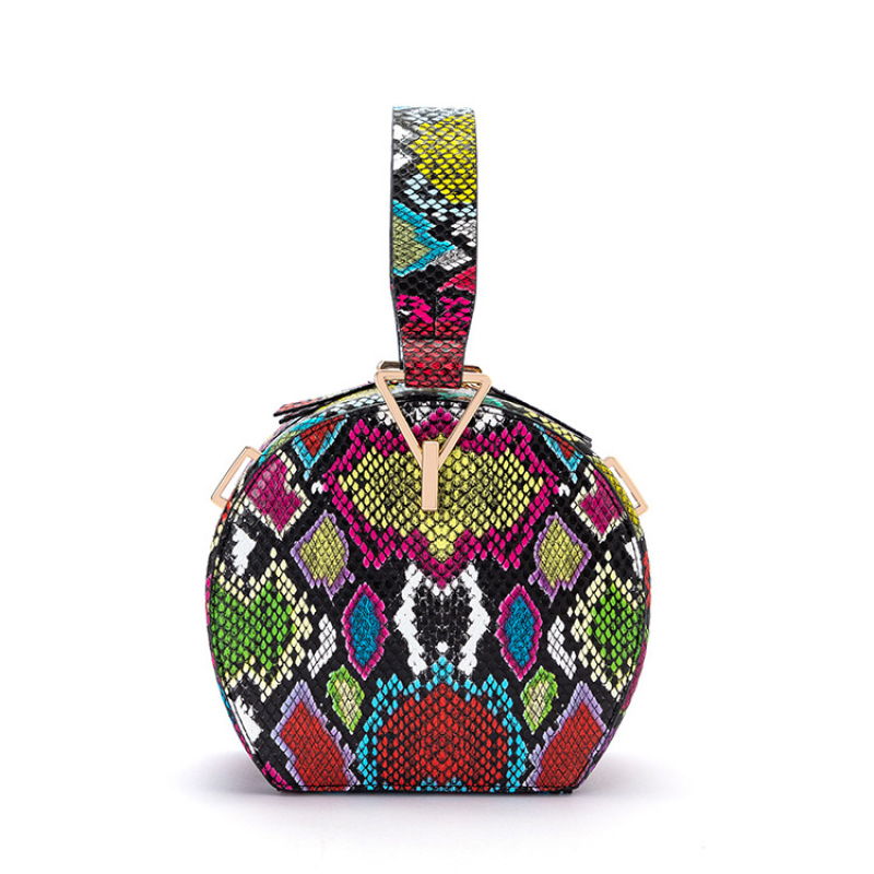 New Snake Pattern Small Round Bag Single Shoulder Messenger Fashion Personality European And American Style Chain Wmoen Handbags