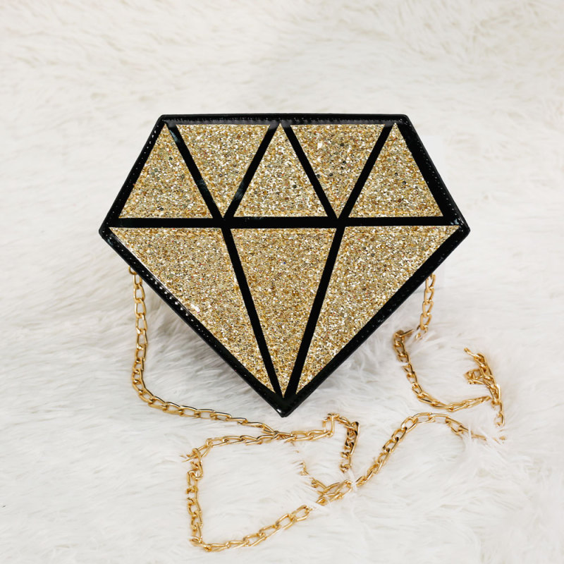 New arrival designer diamond shape small bling purse women hand bags luxury ladies purse handbags for women