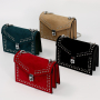 One-Shoulder Chain Rivet Solid Color Diagonal Square Bag Ladies Handbag