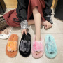 Autumn And Winter New Flip Flops House Slippers Fashion Women'S Slippers Plush Fur Fluffy Soft Slippers