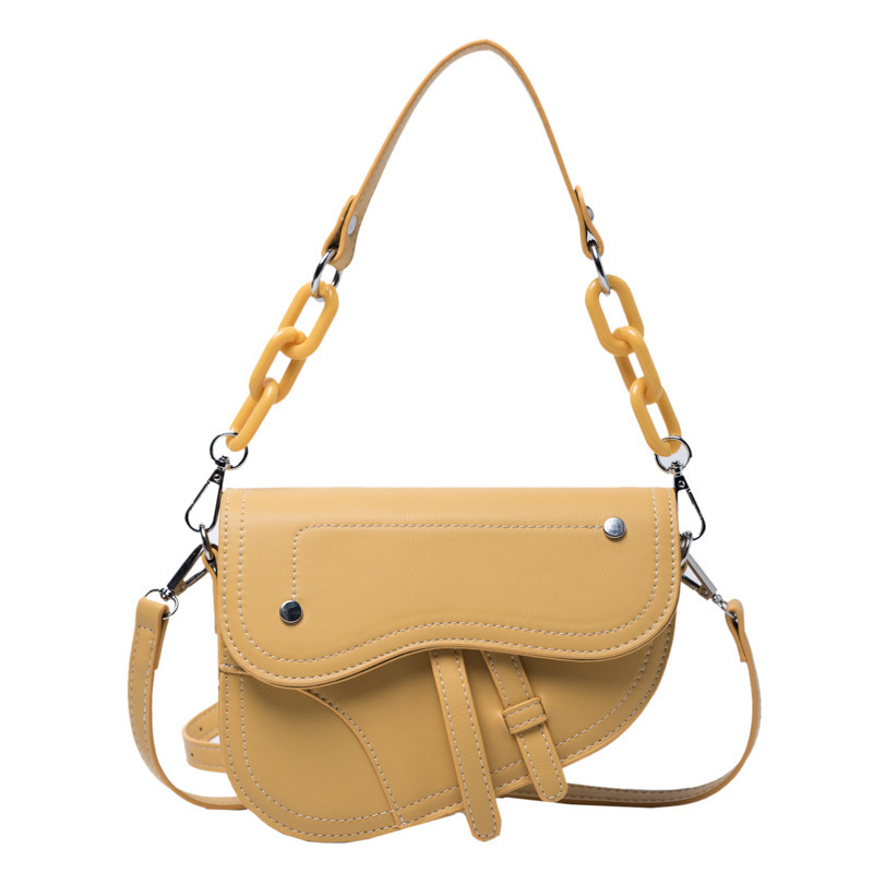 2021 New Fashion Portable Saddle Bag Acrylic Chain Shoulder Purses And Handbags Women